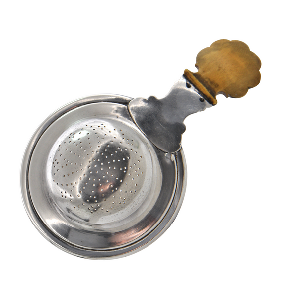 Antique Victorian 'Vincent Carl Dub' 800 Silver and Bone Tea Strainer (1867-1872) + Montreal Estate Jewelers