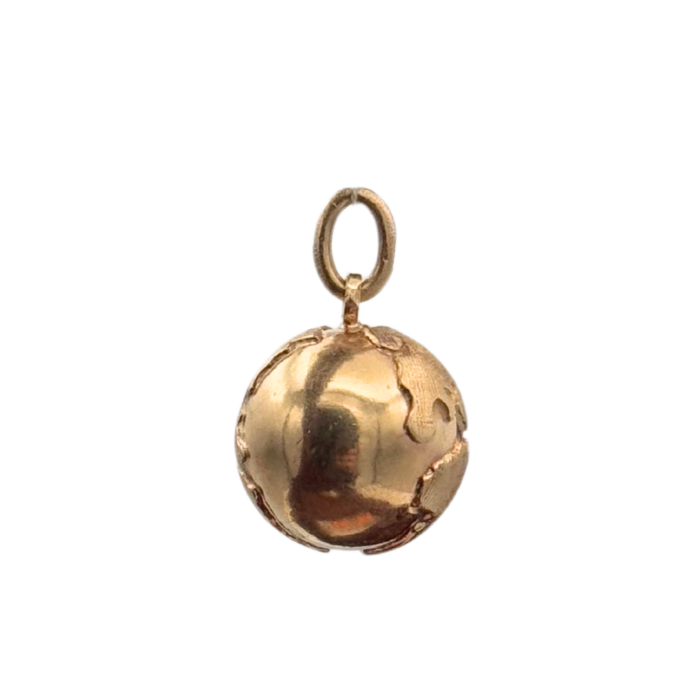 Vintage 10K Yellow Gold Globe Charm 