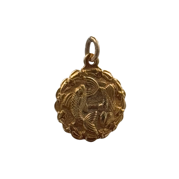 Vintage 10k Yellow Gold Pisces Zodiac Sign Charm