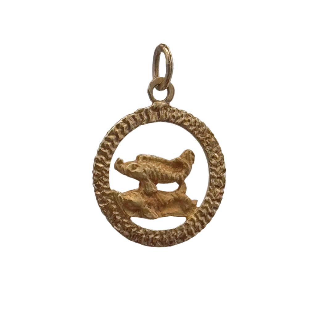 Vintage 14K Yellow Gold Pisces Zodiac Sign Charm