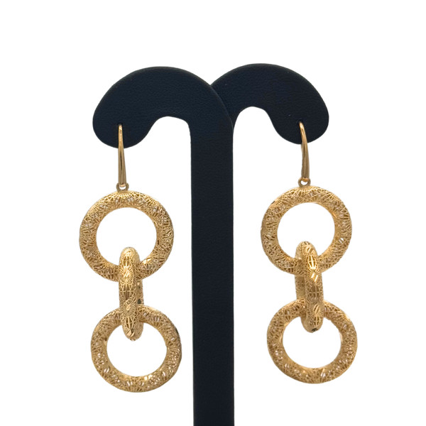 Vintage 14K Yellow Gold Triple Looped Drop Earrings