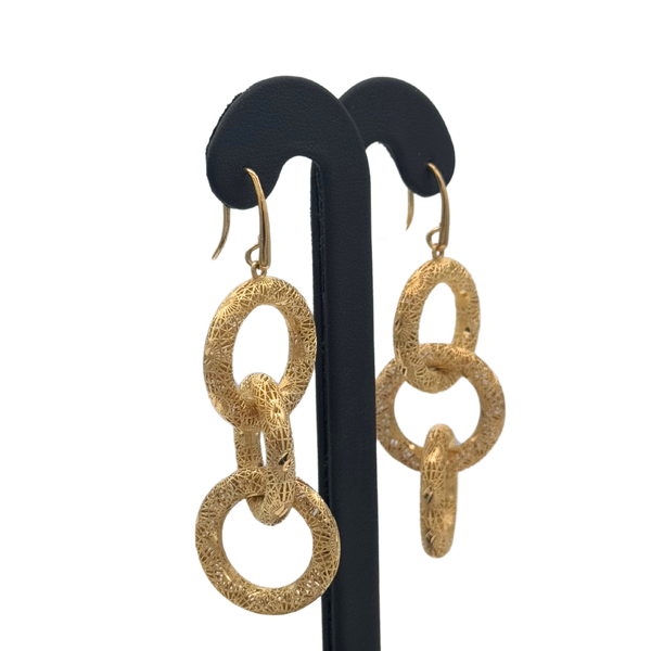 Vintage 14K Yellow Gold Triple Looped Drop Earrings