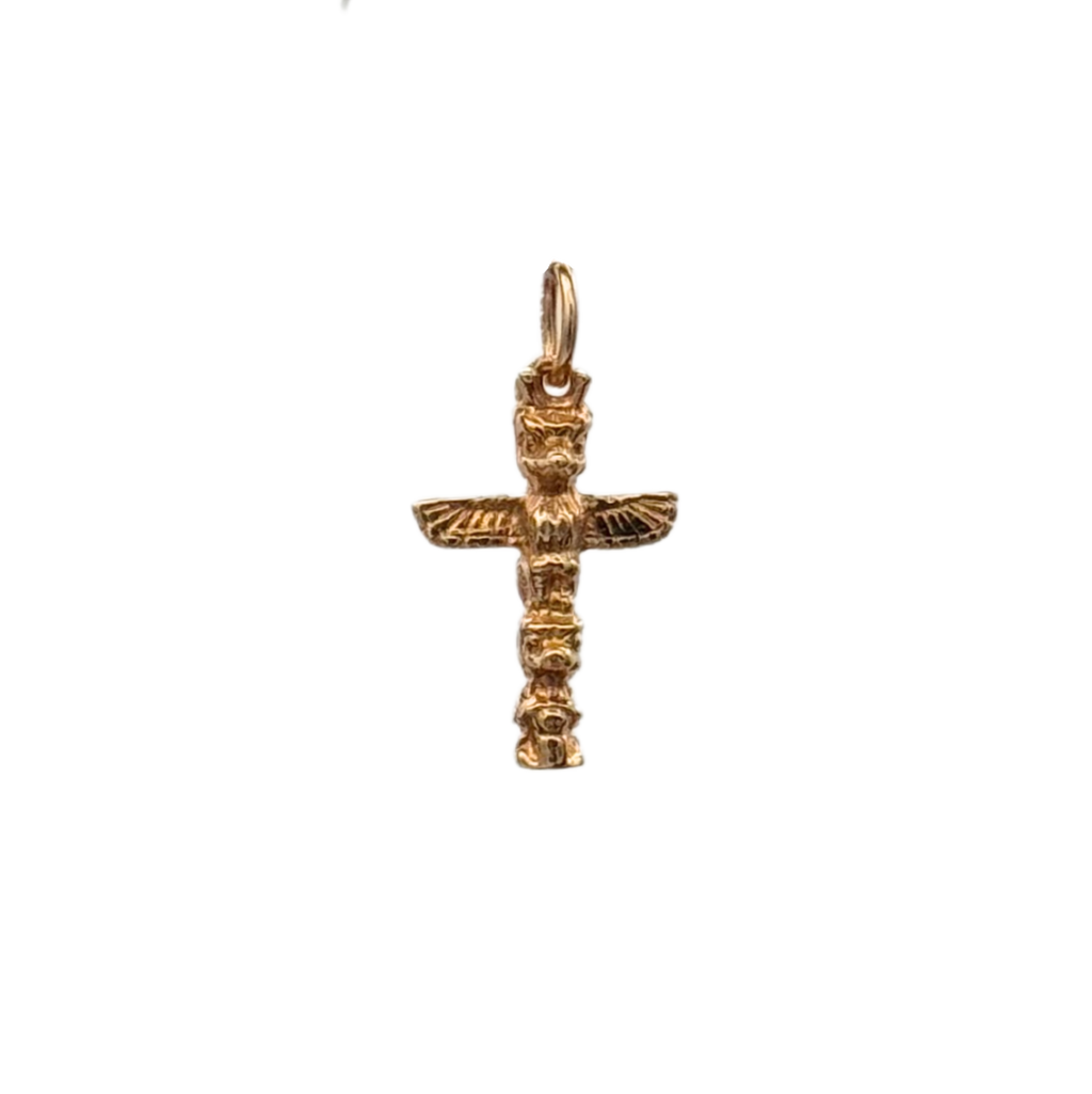 Vintage 14 K Yellow Gold Totem Pole Charm