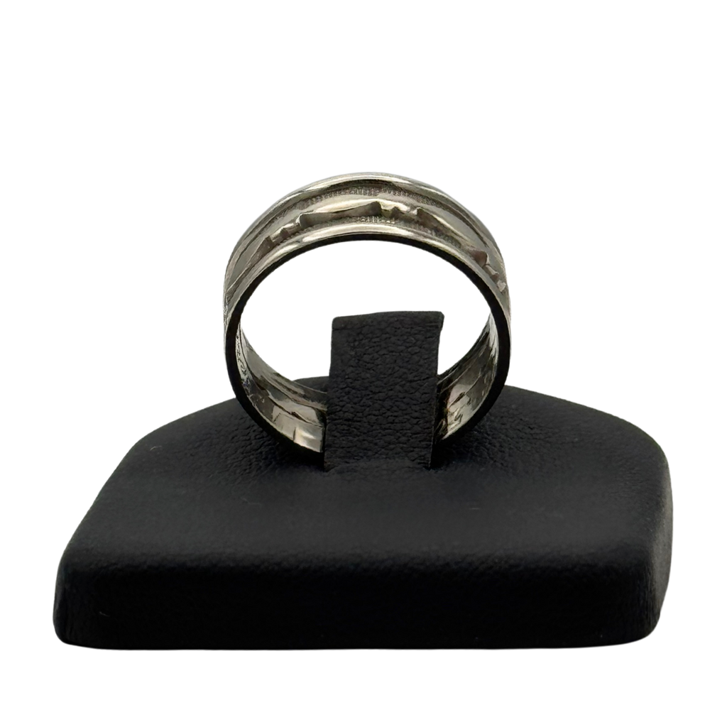 Vintage 14k White Gold Patterned Band 