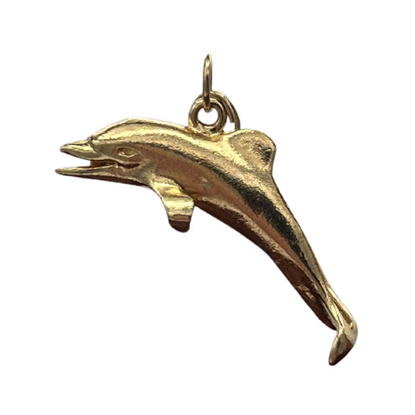 Vintage 14k Yellow Gold Solid Dolphin Charm