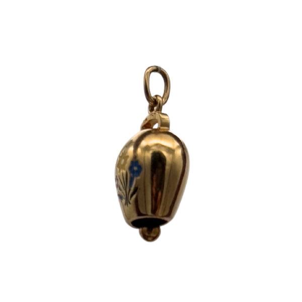 Vintage 18K Yellow Gold Cowbell Charm 