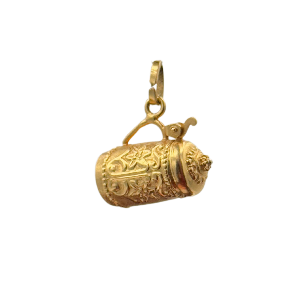 Vintage 18K yellow gold hollow beer stein charm