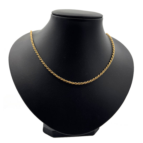 Vintage 18k Yellow Gold Solid Rope Chain
