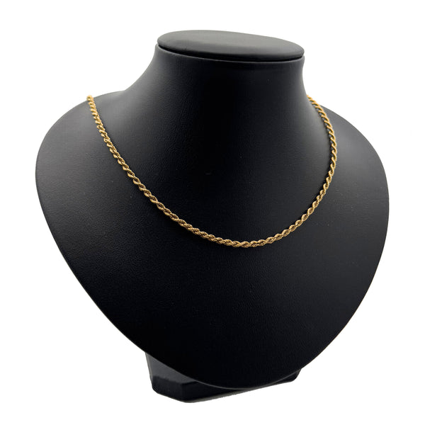 Vintage 18k Yellow Gold Solid Rope Chain