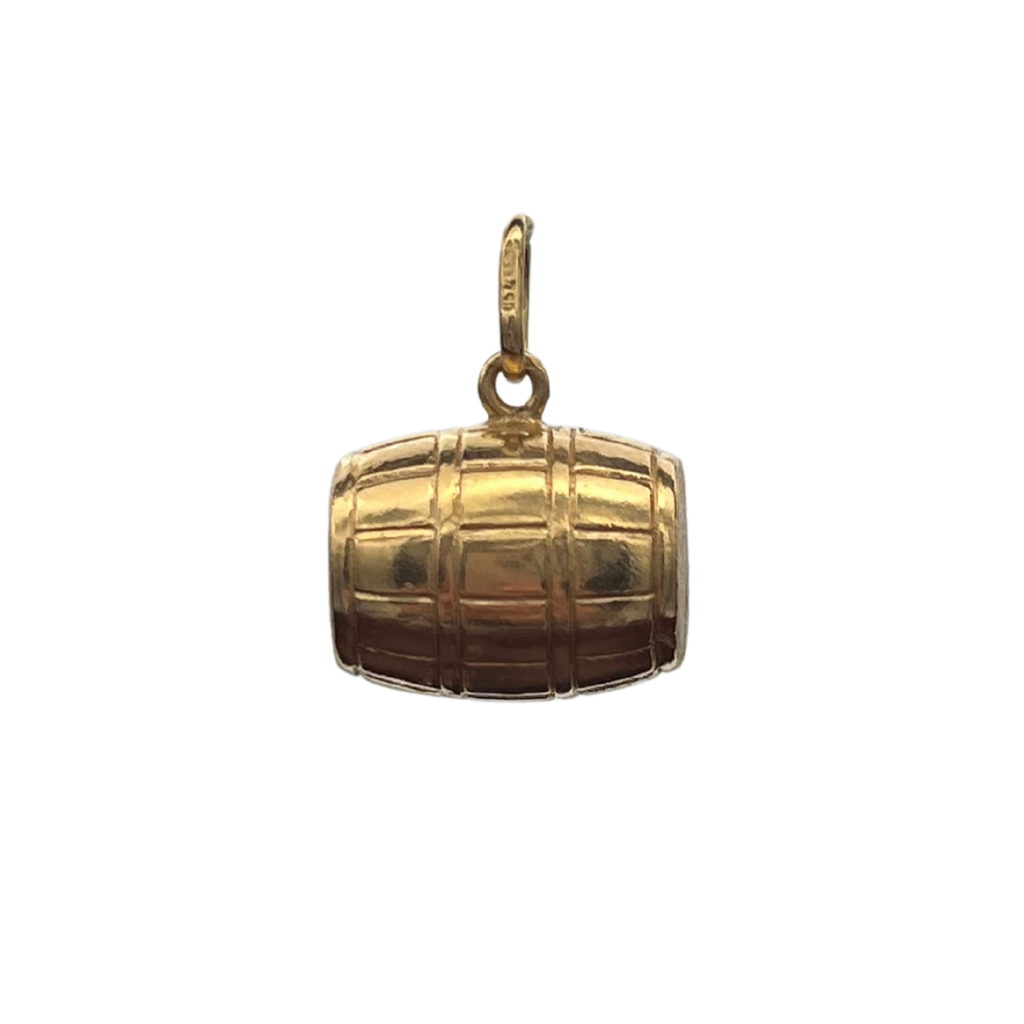 Vintage 18k Yellow Gold Whiskey Barrel Charm - Daisy Exclusive Jewellers
