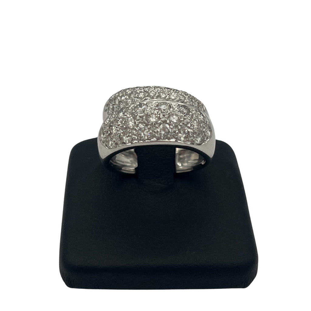 Vintage 2.2ct Diamond Wide Double Band 18k White Gold Ring - daisy exclusive jewellers