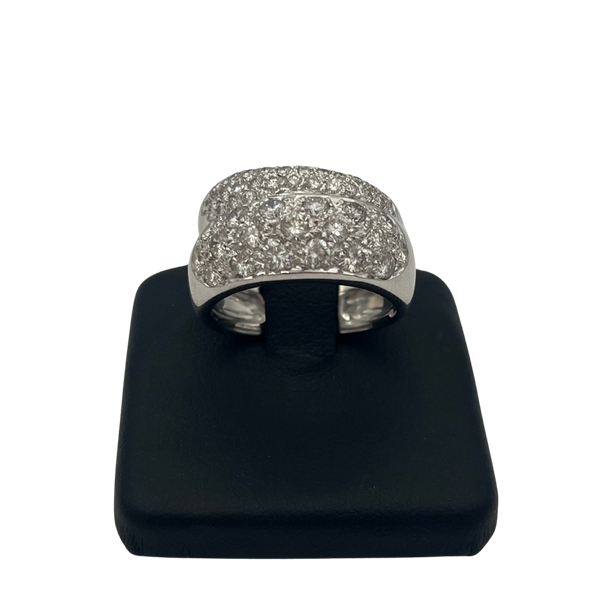 Vintage 2.2ct Diamond Wide Double Band 18k White Gold Ring - daisy exclusive jewellers