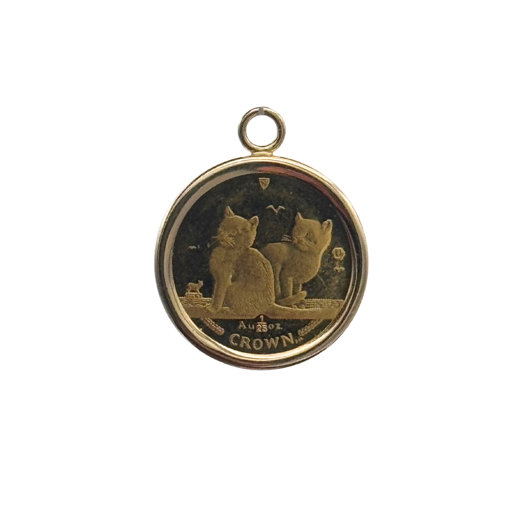 Vintage 24K Gold Isle of Man Cat Coin