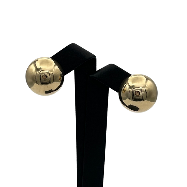Vintage Hollow 14k Yellow Gold High Polish 19mm Dome Earring - daisy exclusive jewellers