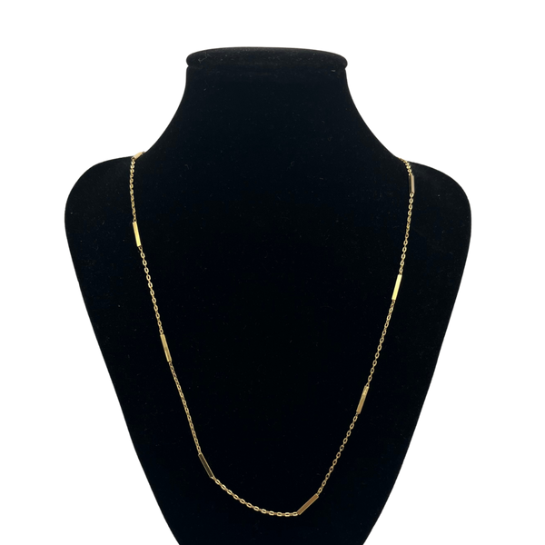 Vintage Italian 18k Yellow Gold Bar and Link Chain Necklace - 24"- daisy exclusive jewellers