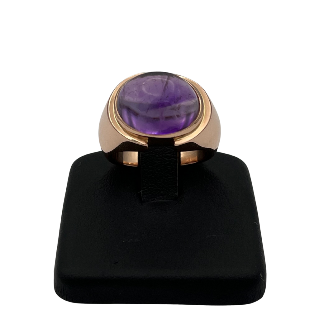 Vintage Oval Cabochon Amethyst Cocktail Ring in 14k Rose Gold - daisy exclusive jewellers
