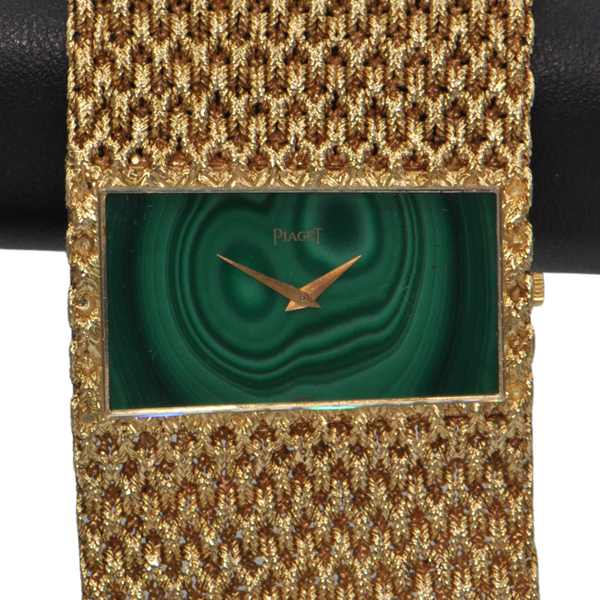 Rare Mid-Century Piaget Malachite 18k Gold Cuff Watch C.1970's + Montreal Estate Jewelers