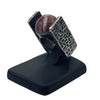 Rectangular Estate signed Walter Schluep solid sterling silver ring, brutalist style with reddish brown resin cabochon.