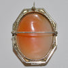 Vintage Shell Cameo Pendant/Brooch of Lady with Flowing Hair in 14k White Gold