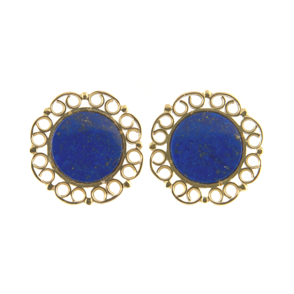 Vintage gold Lapis Lazuli earrings - Montreal Jewelry Store