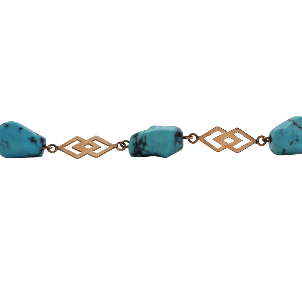 Vintage Turquoise 14K Yellow Gold Bracelet + Montreal Estate Jewelers