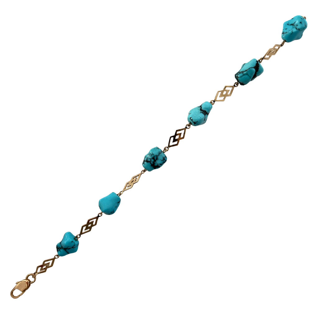 Vintage Turquoise 14K Yellow Gold Bracelet + Montreal Estate Jewelers