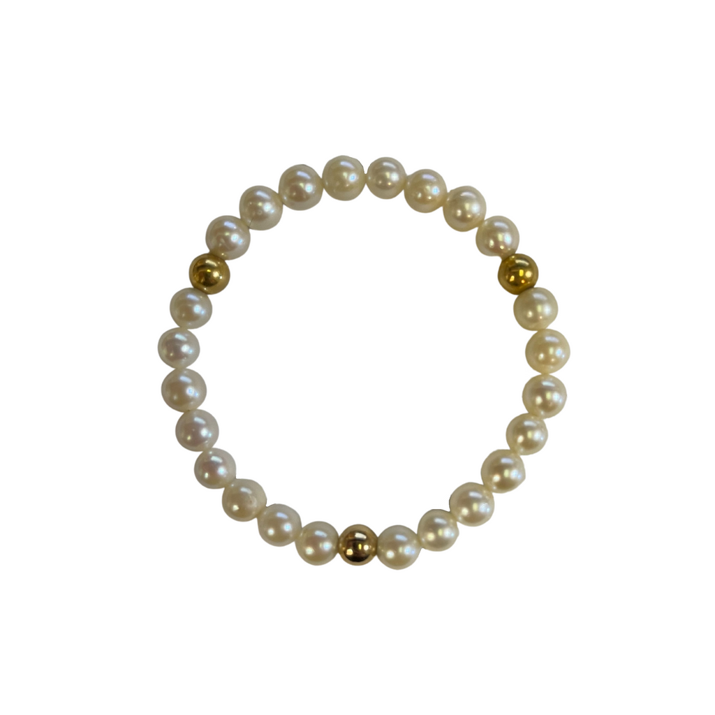 Daisy Exclusive Pearl and 18K Yellow Gold Ball Bracelet + Montreal Estate Jewelers