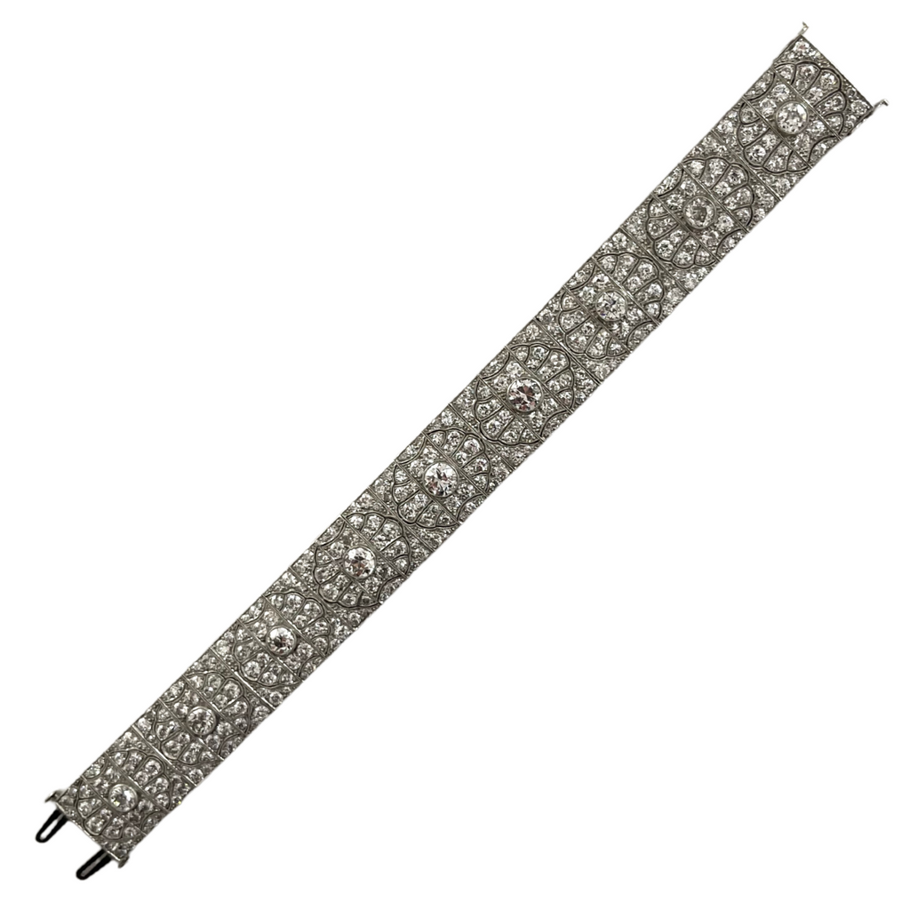 Exceptional Antique Art Deco Platinum Diamond Bracelet, Mallett, England. + Montreal Estate Jewelers