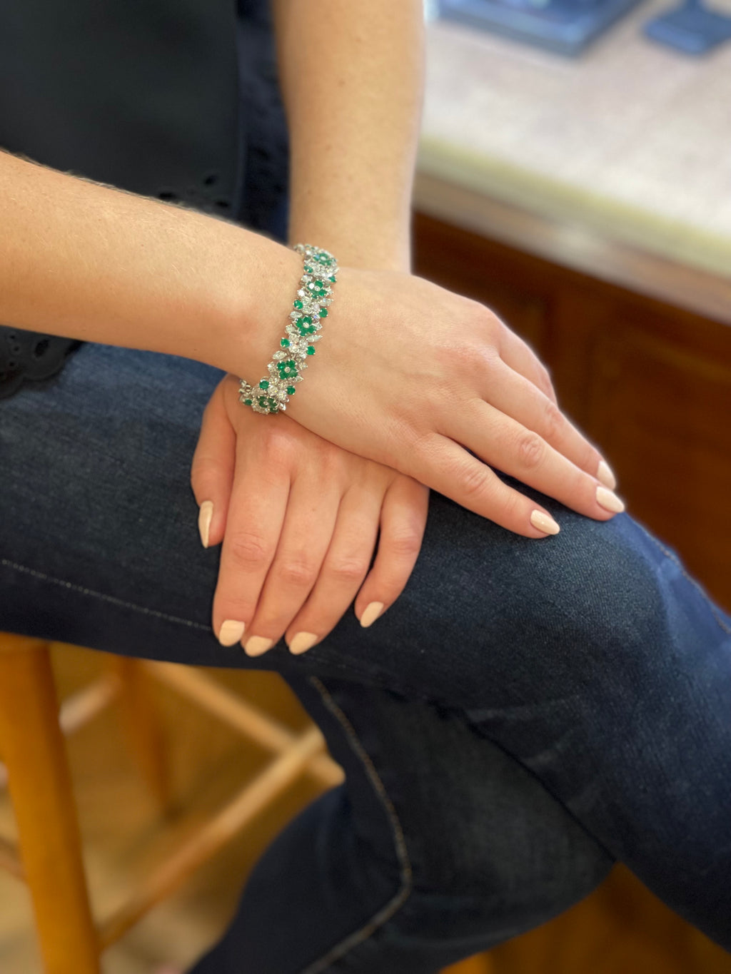 Estate Emerald and Diamond Bracelet - Estate jeweller Montreal