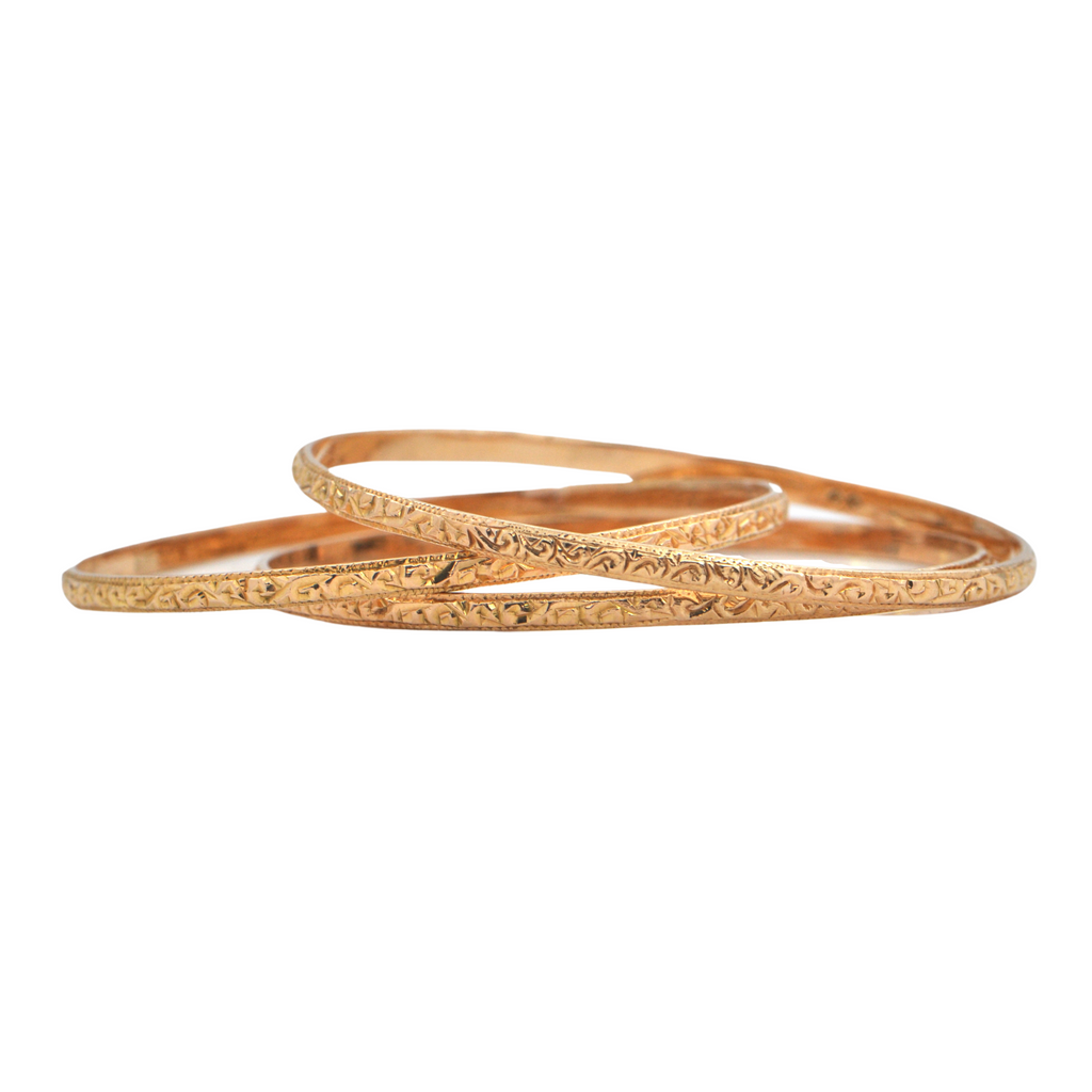 Estate Moroccan 18K Gold Bangle Bracelet (3 Available) + Montreal Estate Jewelers