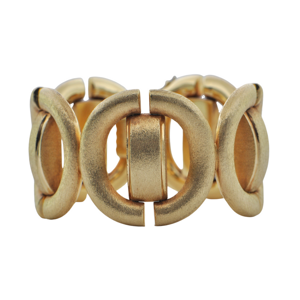 Mid-Century Solid 18k Yellow Gold Cuff Bracelet (C.1960) + Montreal Estate Jewelers