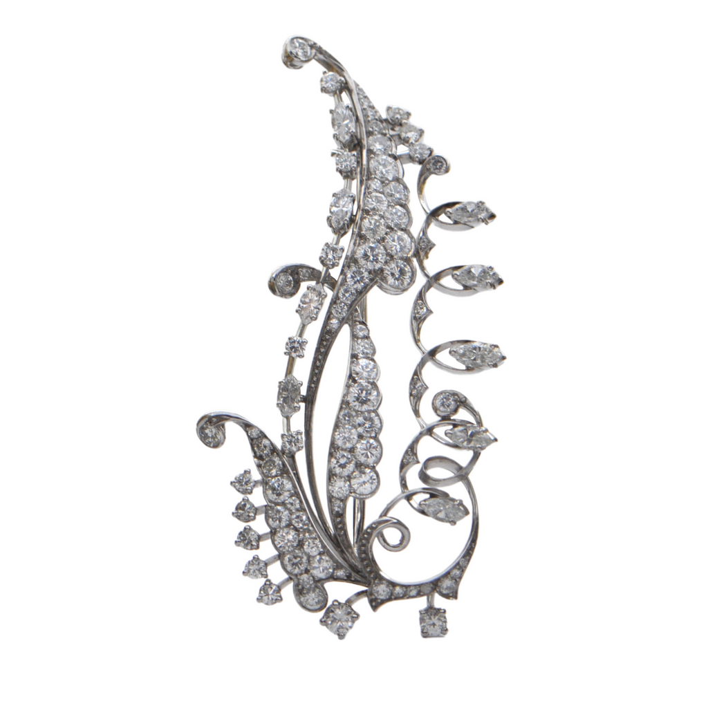 Diamond and Platinum Brooch (C.1950) + Montreal Estate Jewelers