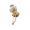 Vintage Natural Pearl, Ruby and Sapphire Gold Flower Brooch + Montreal Estate Jewelers