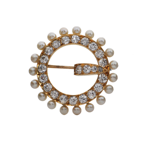 Antique 'Tiffany & Co.' Pearl and Diamond Brooch + Montreal Estate Jewelers