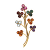 Vintage Multi-Gemstones Floral 18k Gold Branch Brooch + Montreal Estate Jewelers