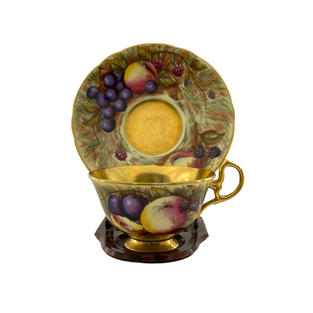Vintage Aynsley 'Orchard Gold' Large Teacup and Saucer Singed 'N.Brunt' + Montreal Estate Jewelers