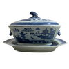 Chinese Blue & White 'Diana Cargo' Shipwreck Tureen, Cover, and Stand C.1826