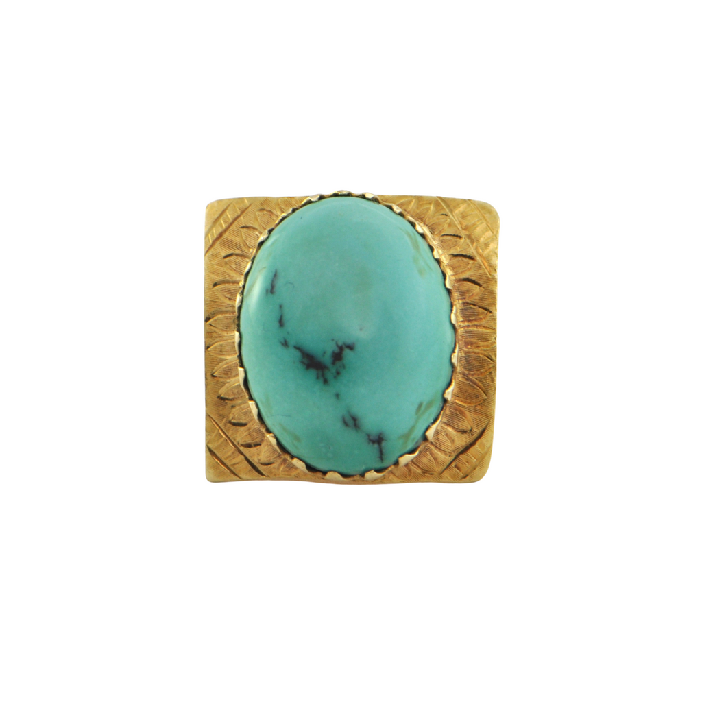 Vintage retro Turquoise 18K Yellow Gold Lantern Charm + Montreal Estate Jewelers