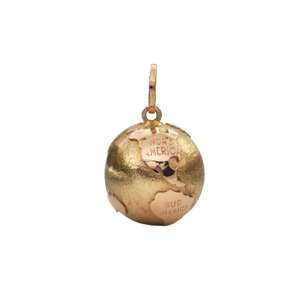 Vintage Italian 18K Two-Toned Gold Globe Charm + Montreal Estate Jewelers