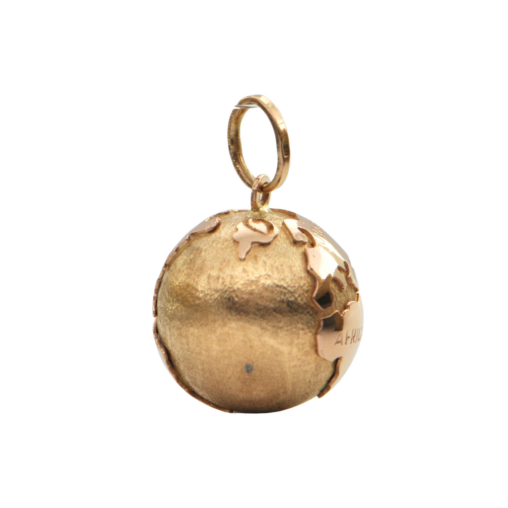 Vintage Italian 18K Two-Toned Gold Globe Charm + Montreal Estate Jewelers