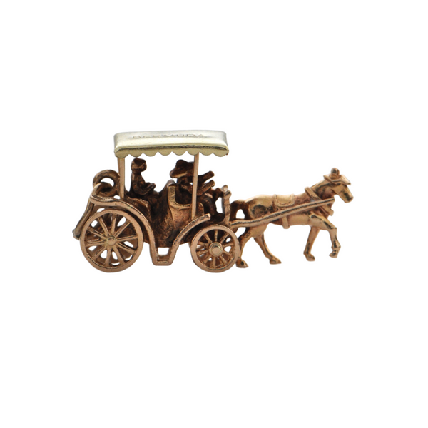 Vintage 14K Two-Toned English Horse Drawn Carriage Charm + Montreal Estate Jewelers