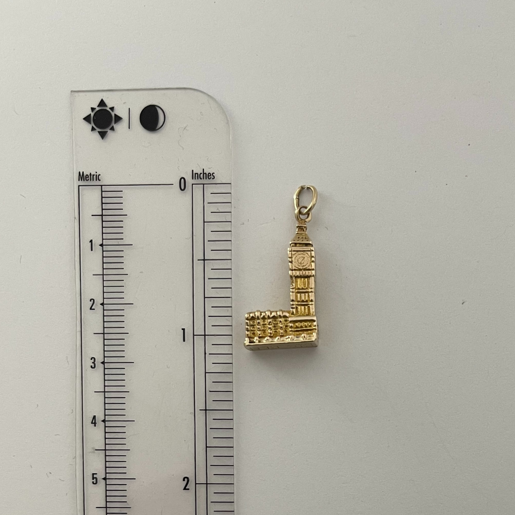 Vintage English 9K Yellow Gold Big Ben Charm + Montreal Estate Jewelers