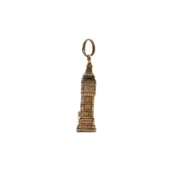 Vintage English 9K Yellow Gold Big Ben Charm + Montreal Estate Jewelers