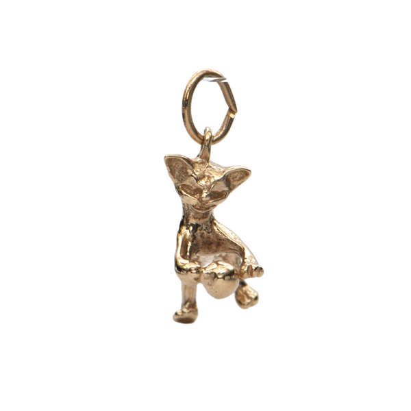 Vintage 14k Yellow Gold Cat Charm + Montreal Estate Jewelers