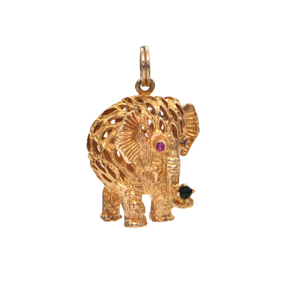 Vintage 14K Gold Elephant Charm + Montreal Estate Jewelers