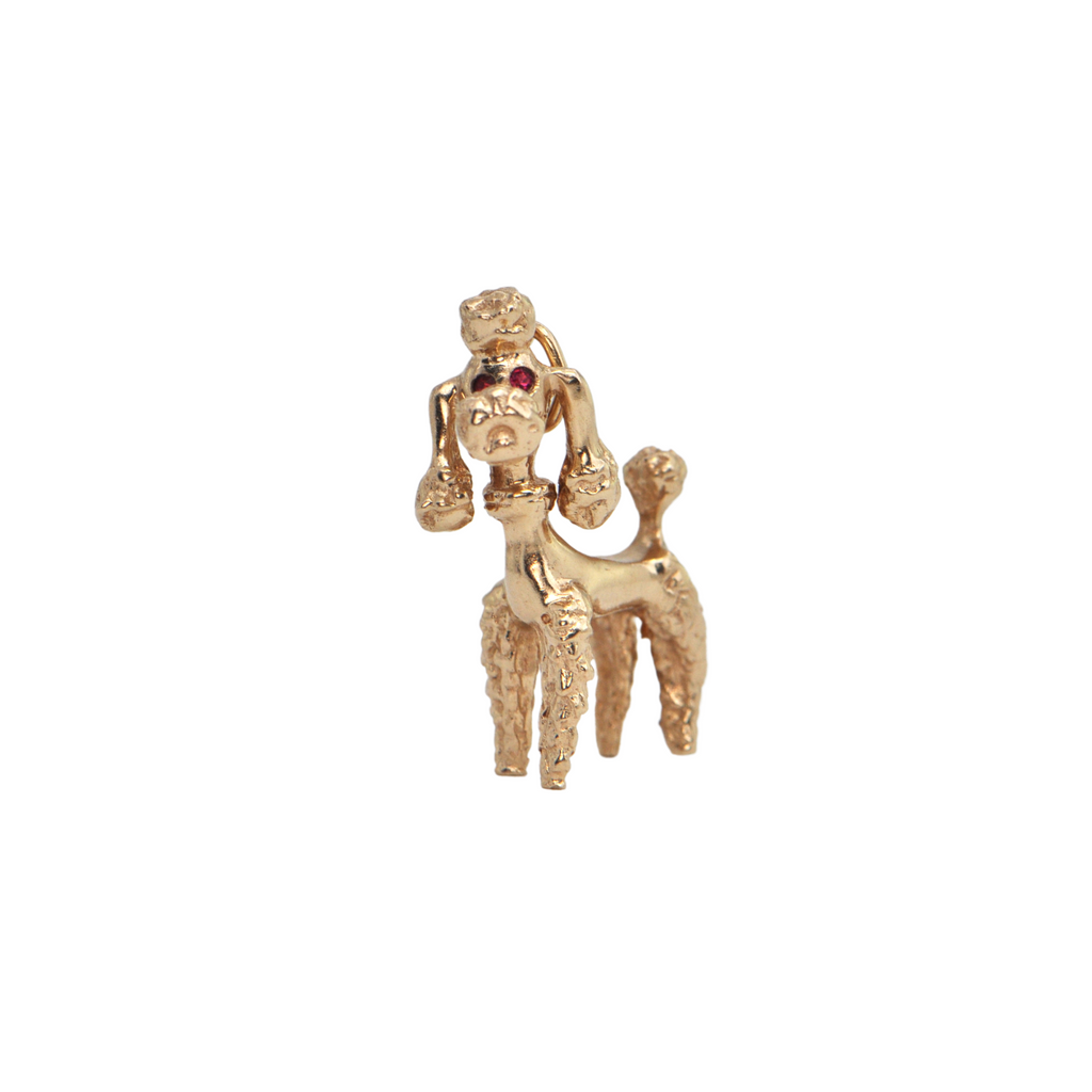 Vintage Large 14k Gold Poodle Charm + Montreal Estate Jewellers