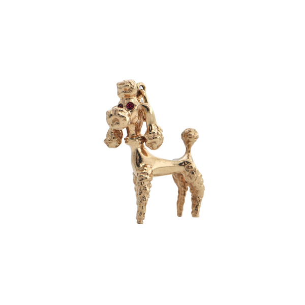 Vintage Large 14k Gold Poodle Charm + Montreal Estate Jewellers