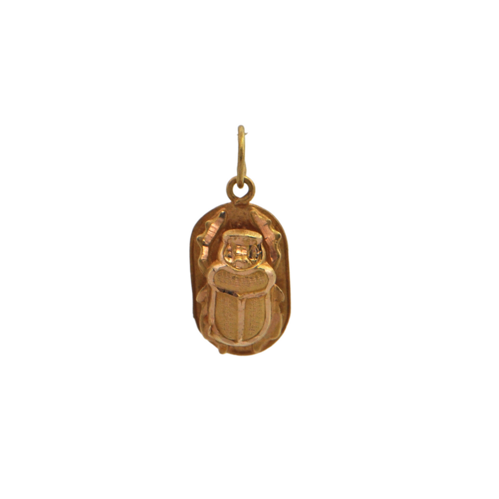 Vintage 18k Gold Egyptian  Scarab Charm + Montreal Estate Jewelers