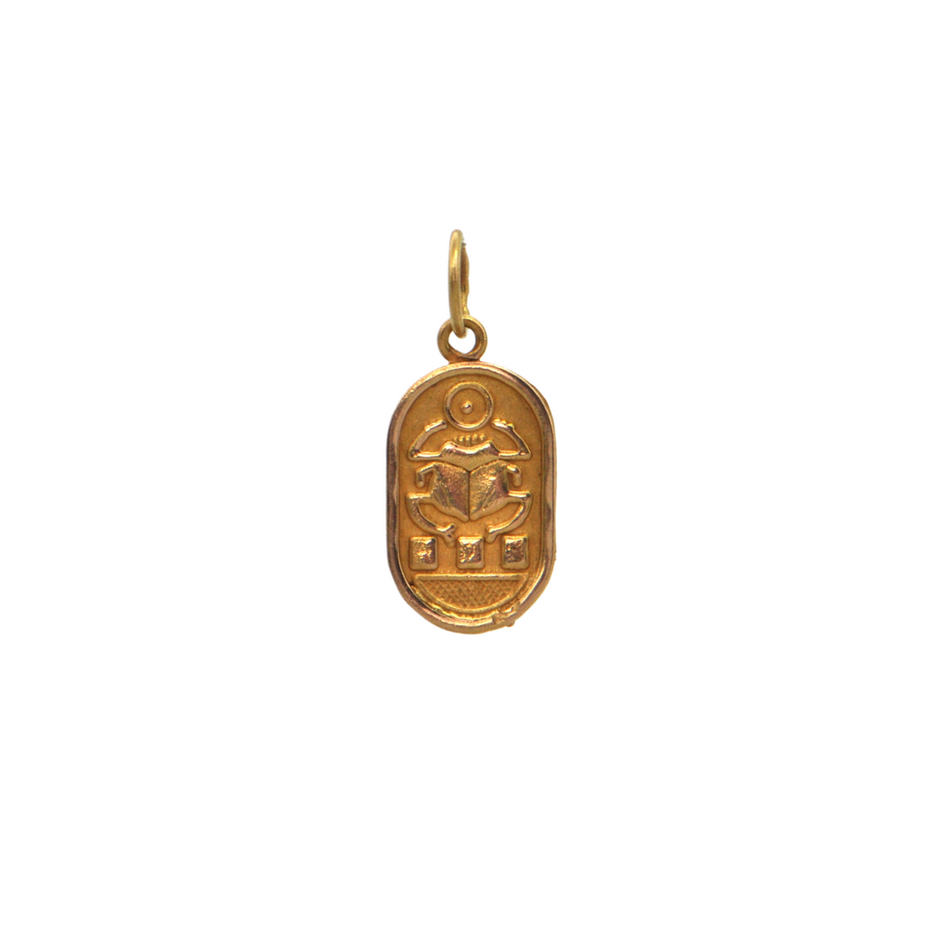 Vintage 18k Gold Egyptian  Scarab Charm + Montreal Estate Jewelers