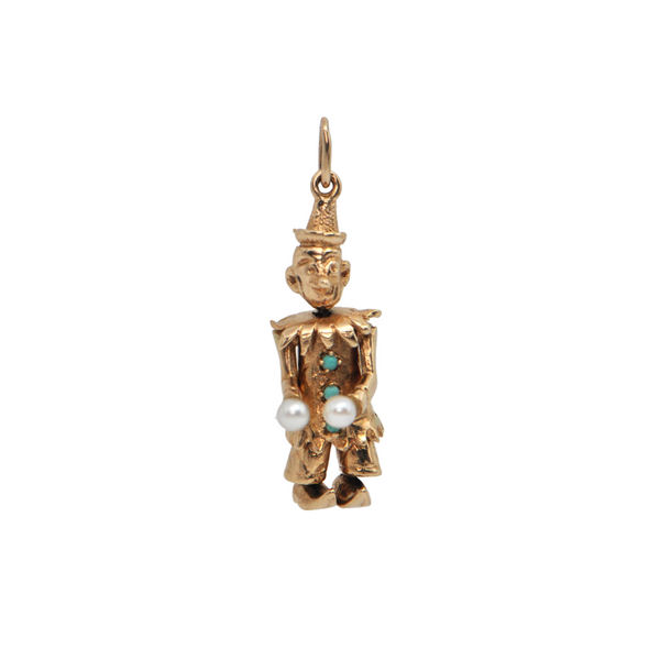 Vintage 14k Gold Mechanical Clown Charm C.1950's + Montreal Estate Jewelers